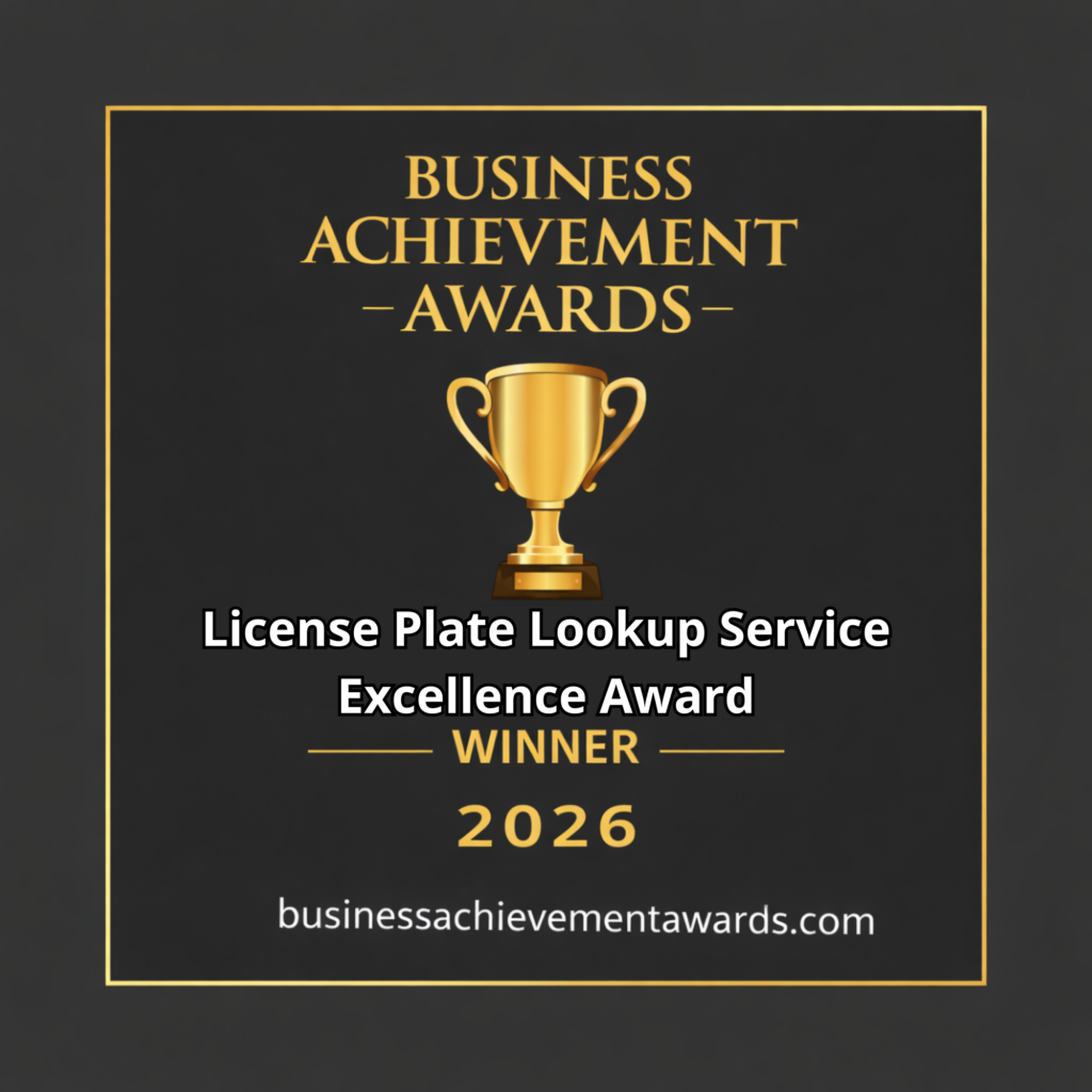 License Plate Lookup Service Excellence Award